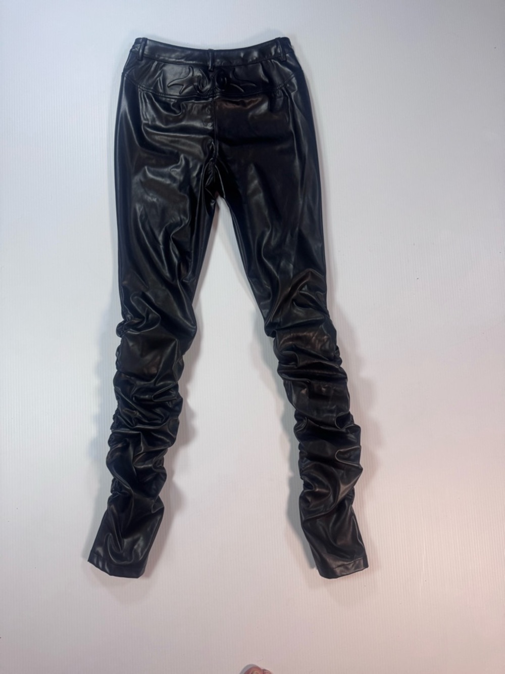 AKIRA Black Faux Leather Ruched Pants – S/M – NWT - Picture 3 of 5